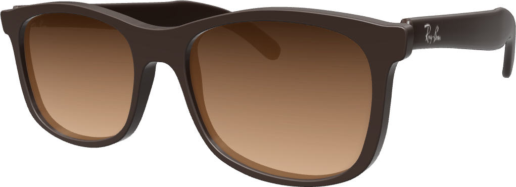 Ray-Ban Andy RB4202, Brown / Brown Gradient, rendered from the LessLens 3D model